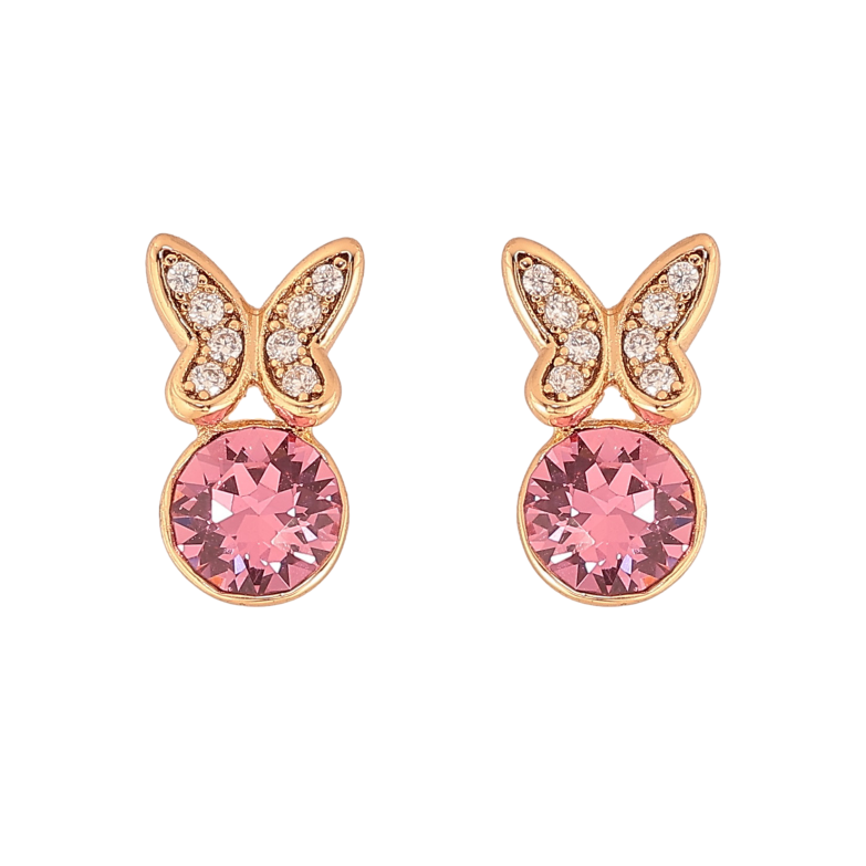 Сережки Xuping колір 18K з кристалами Swarovski пусети "Метелики з кристалом Rose" фото №4 Сережки Xuping колір 18K з кристалами Swarovski пусети "Метелики з кристалом Rose" фото №4