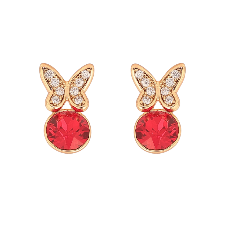 Серьги Xuping цвет 18K с кристаллами Swarovski пусеты "Бабочки с кристаллом Siam" фото №4