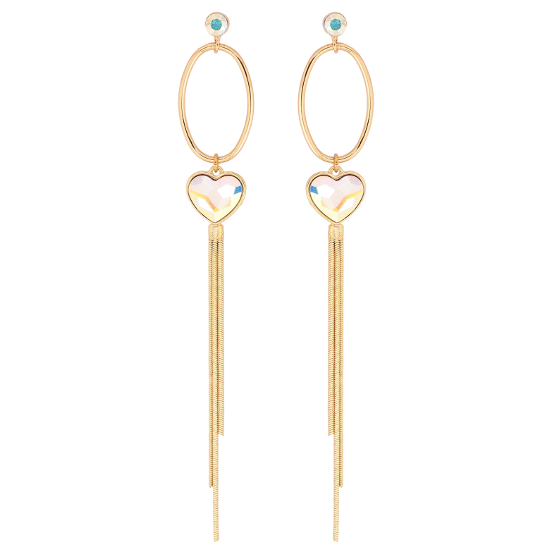 Сережки Xuping колір 18K з кристалами Swarovski пусети "Овальні підвіски з кристалами АВ" фото №11 Сережки Xuping колір 18K з кристалами Swarovski пусети "Овальні підвіски з кристалами АВ" фото №11