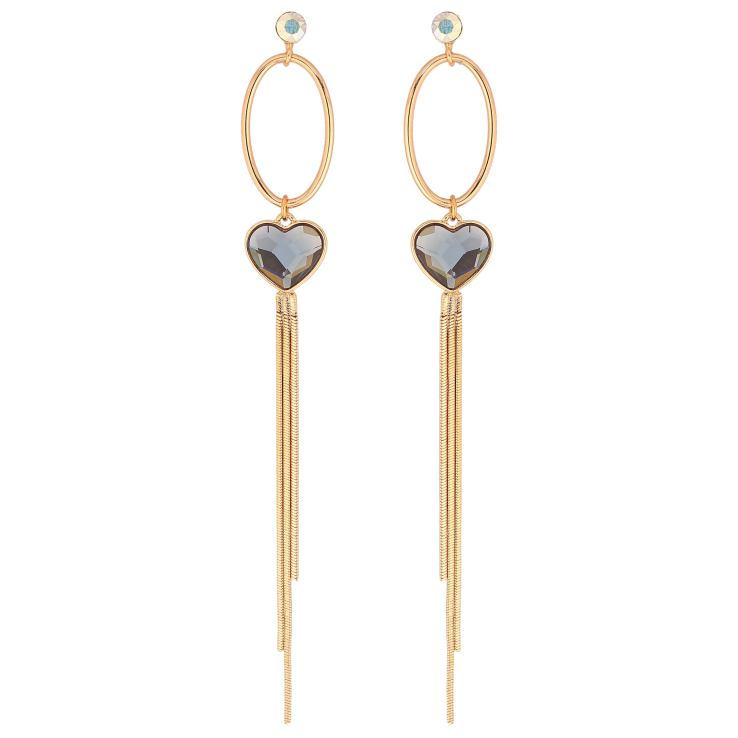 Серьги Xuping цвет 18K с кристаллами Swarovski пусеты "Овальные подвески с кристаллами АВ и Montana" фото №7