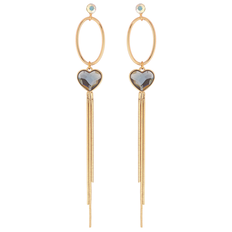 Серьги Xuping цвет 18K с кристаллами Swarovski пусеты "Овальные подвески с кристаллами АВ и Montana" фото №2 Серьги Xuping цвет 18K с кристаллами Swarovski пусеты "Овальные подвески с кристаллами АВ и Montana" фото №2