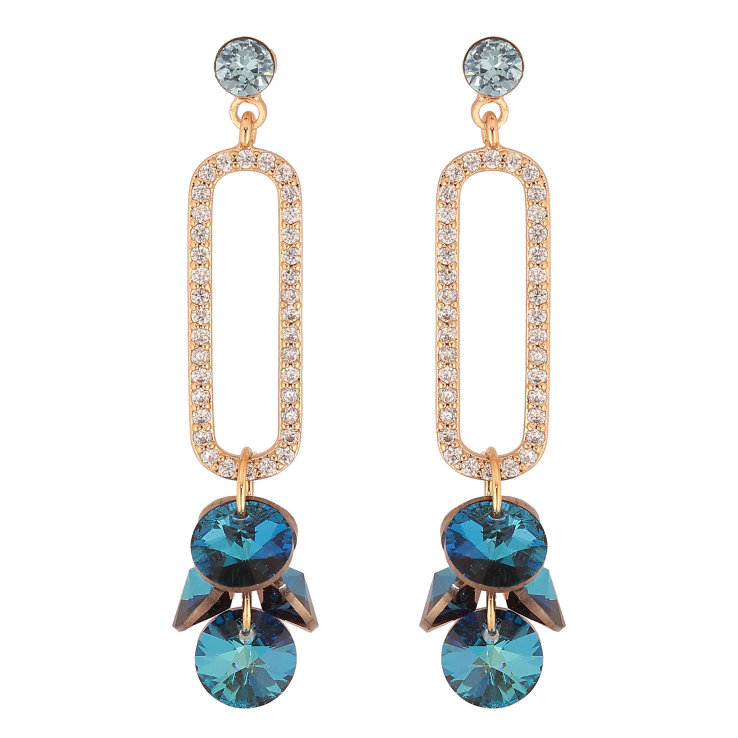 Серьги Xuping цвет 18K с кристаллами Swarovski пусеты "Подвески с кристаллами Metallic Blue" фото №14