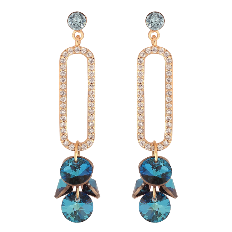 Серьги Xuping цвет 18K с кристаллами Swarovski пусеты "Подвески с кристаллами Metallic Blue" фото №16