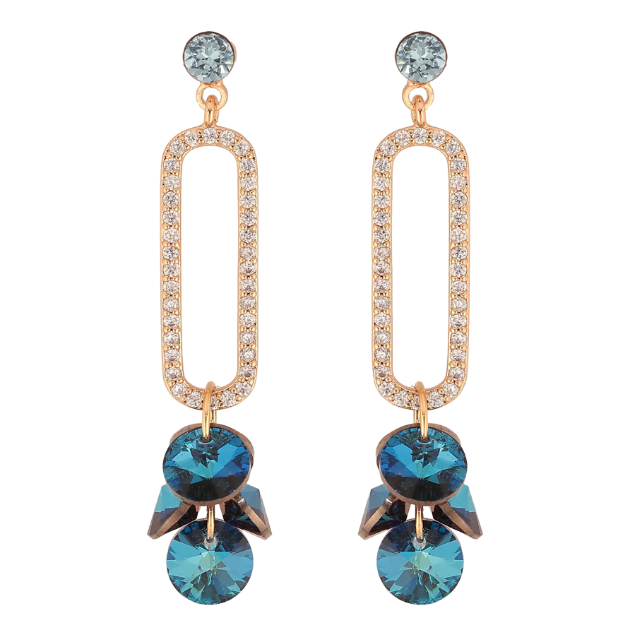 Серьги Xuping цвет 18K с кристаллами Swarovski пусеты "Подвески с кристаллами Metallic Blue" фото №1 Серьги Xuping цвет 18K с кристаллами Swarovski пусеты "Подвески с кристаллами Metallic Blue" фото №1