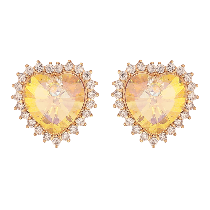 Серьги Xuping цвет 18K с кристаллами Swarovski пусеты "Сердечки Sunshine Delite в обрамлении кристаллов" фото №8