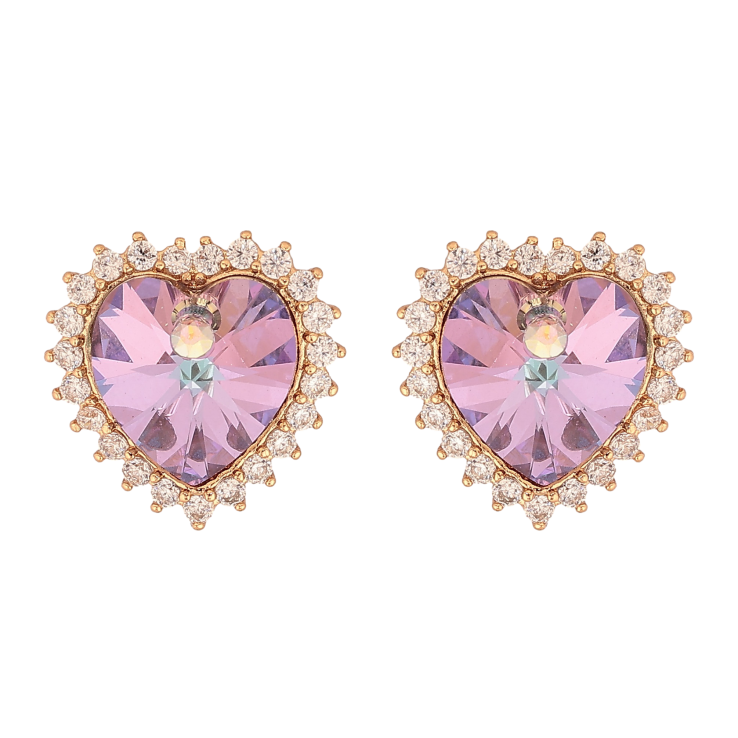 Серьги Xuping цвет 18K с кристаллами Swarovski пусеты "Сердечки Paradise Shine в обрамлении кристаллов" фото №7