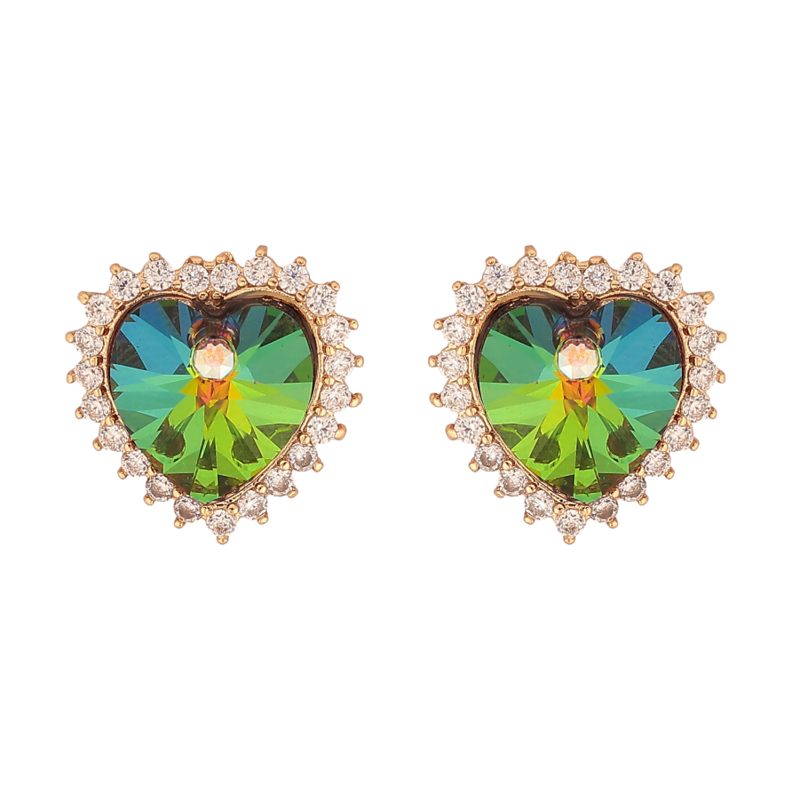 Сережки Xuping колір 18K з кристалами Swarovski пусети "Сердечка Vitrail Medium в обрамленні кристалів" фото №1 Сережки Xuping колір 18K з кристалами Swarovski пусети "Сердечка Vitrail Medium в обрамленні кристалів" фото №1