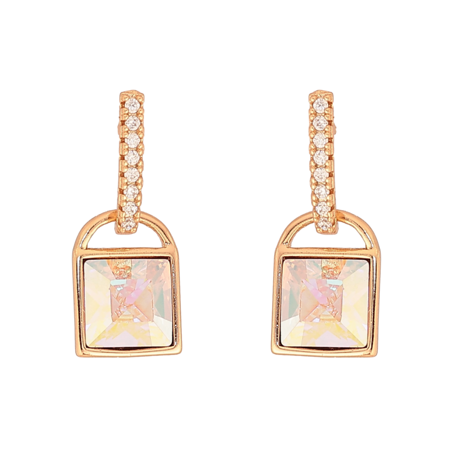 Серьги Xuping цвет 18K с кристаллами Swarovski пусеты "Замочки с кристаллом АВ" фото №1 Серьги Xuping цвет 18K с кристаллами Swarovski пусеты "Замочки с кристаллом АВ" фото №1