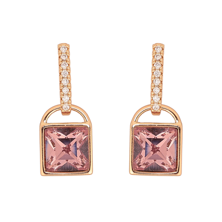 Серьги Xuping цвет 18K с кристаллами Swarovski пусеты "Замочки с кристаллом Amethyst" фото №16
