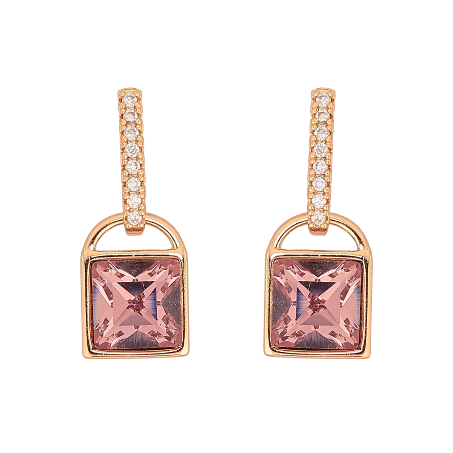 Серьги Xuping цвет 18K с кристаллами Swarovski пусеты "Замочки с кристаллом Amethyst" фото №1 Серьги Xuping цвет 18K с кристаллами Swarovski пусеты "Замочки с кристаллом Amethyst" фото №1