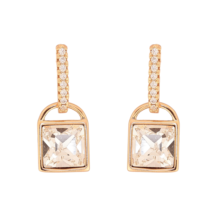 Серьги Xuping цвет 18K с кристаллами Swarovski пусеты "Замочки с кристаллом Clear" фото №15