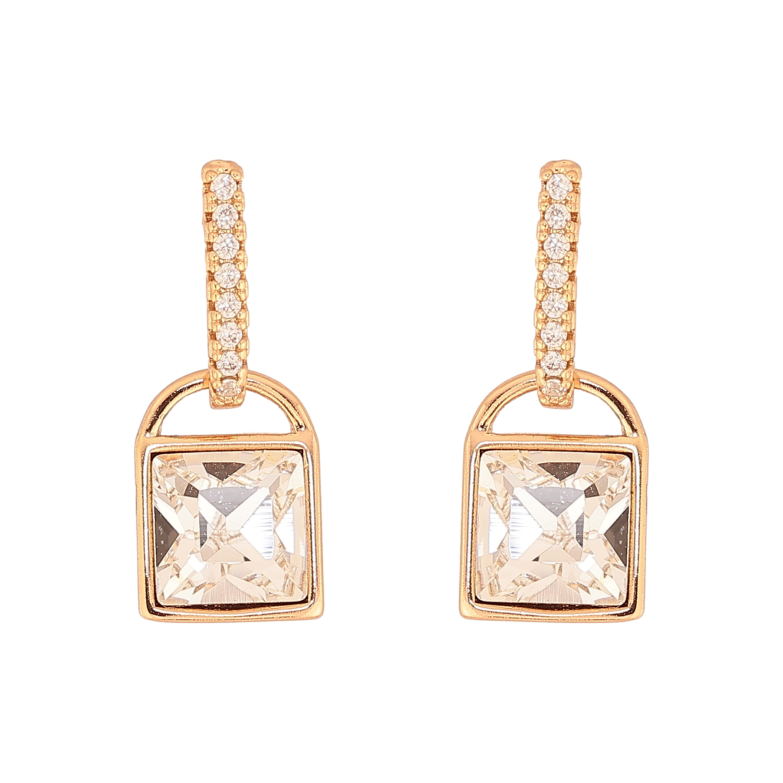 Сережки Xuping колір 18K з кристалами Swarovski пусети "Замочки з кристалом Clear" фото №4 Сережки Xuping колір 18K з кристалами Swarovski пусети "Замочки з кристалом Clear" фото №4