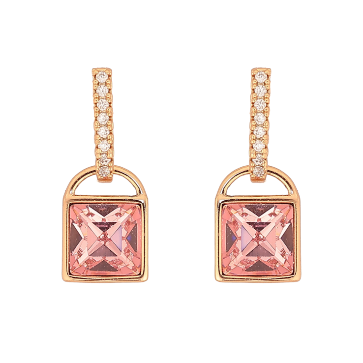 Серьги Xuping цвет 18K с кристаллами Swarovski пусеты "Замочки с кристаллом Rose" фото №13