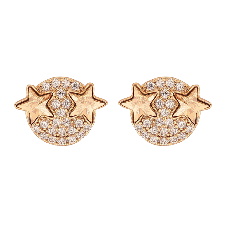 Серьги Xuping цвет 18K с кристаллами Swarovski пусеты "Звезды кристаллы Golden Shadow" фото №12