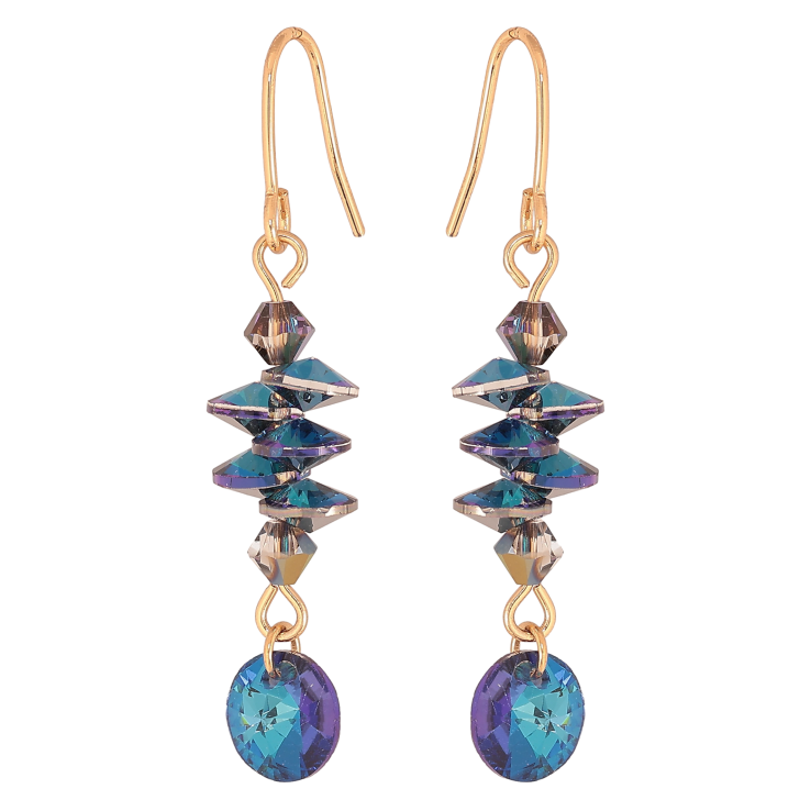 Серьги Xuping цвет 18K с кристаллами Swarovski французский замок "Кристаллы Bermuda Blue" фото №9