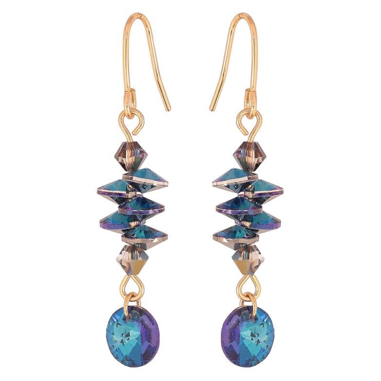 Серьги Xuping цвет 18K с кристаллами Swarovski французский замок "Кристаллы Bermuda Blue" фото №4