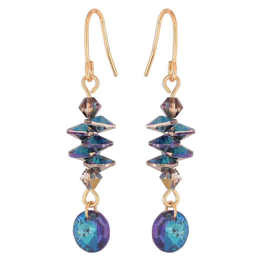 Сережки Xuping колір 18K з кристалами Swarovski французький замок "Кристали Bermuda Blue" фото №1