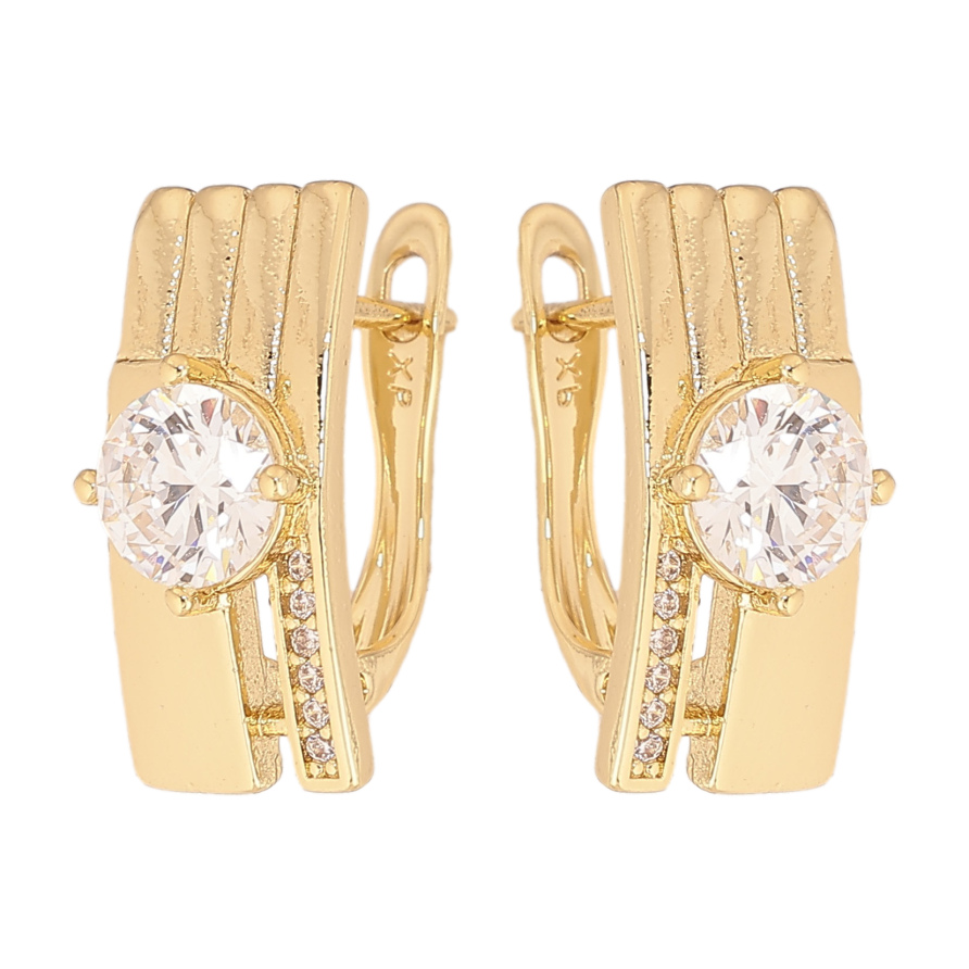 Серьги Xuping цвет Позолота 14K английский замок "Узор с кристаллами" фото №1 Серьги Xuping цвет Позолота 14K английский замок "Узор с кристаллами" фото №1