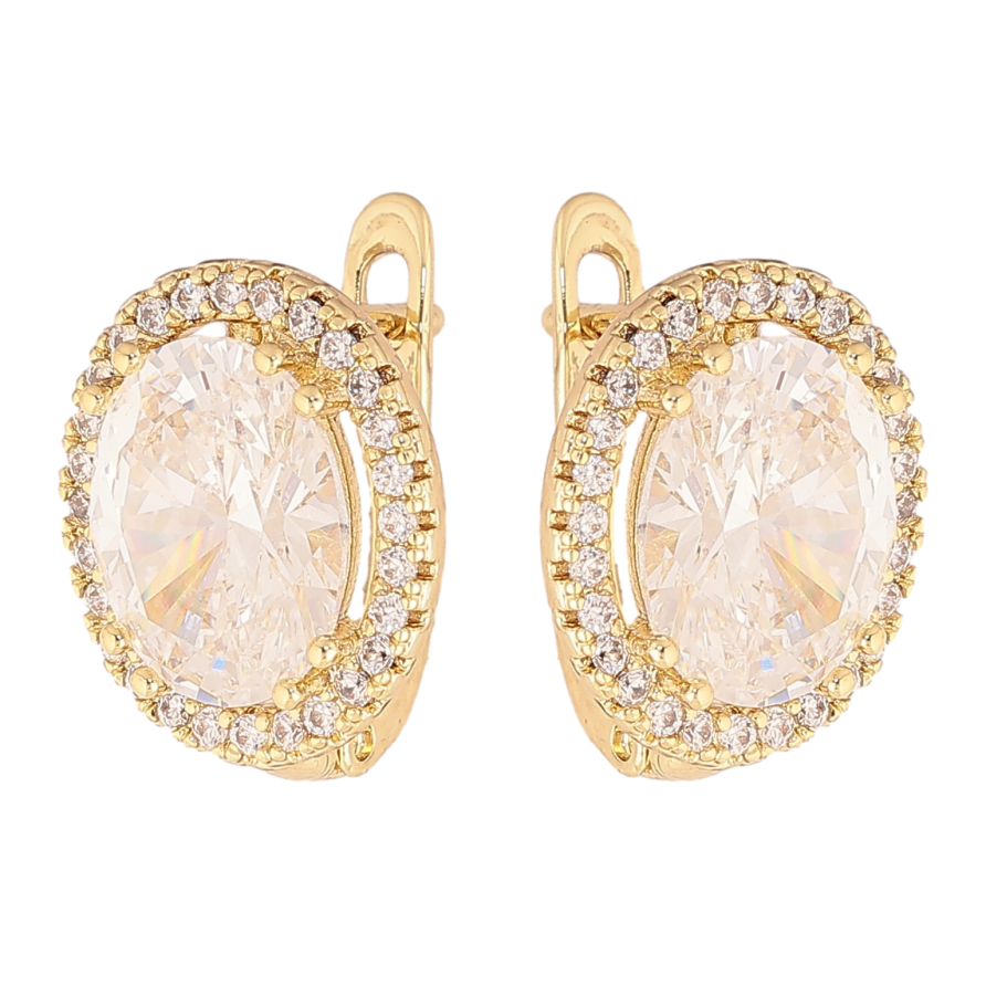 Серьги Xuping цвет Позолота 14K английский замок "Кристальный блеск" фото №1 Серьги Xuping цвет Позолота 14K английский замок "Кристальный блеск" фото №1