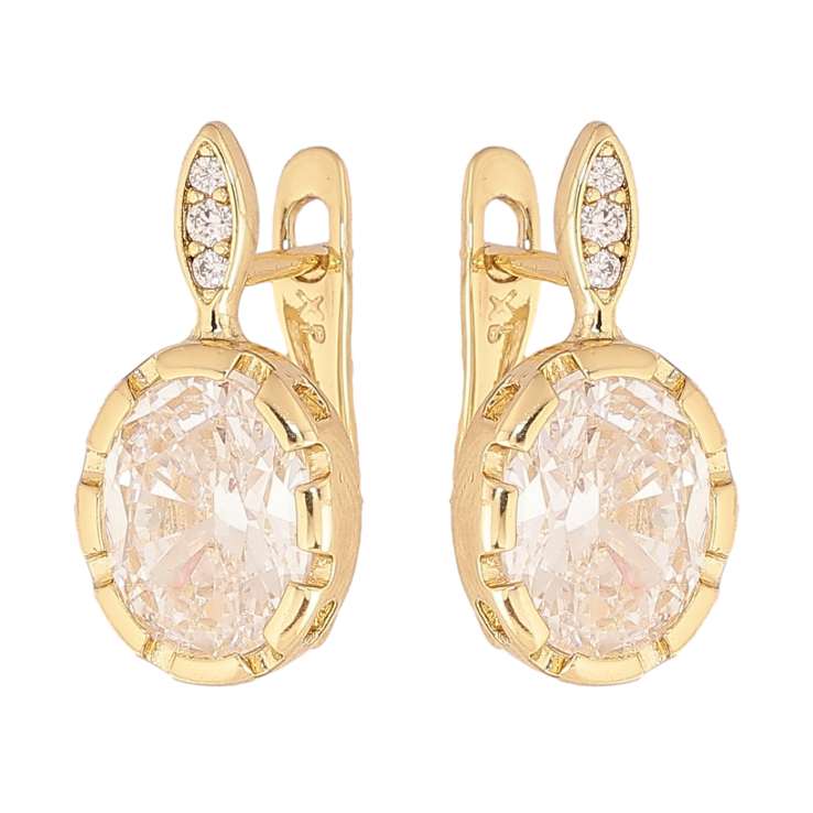 Серьги Xuping цвет Позолота 14K английский замок "Узор с кристаллами" фото №7 Серьги Xuping цвет Позолота 14K английский замок "Узор с кристаллами" фото №7