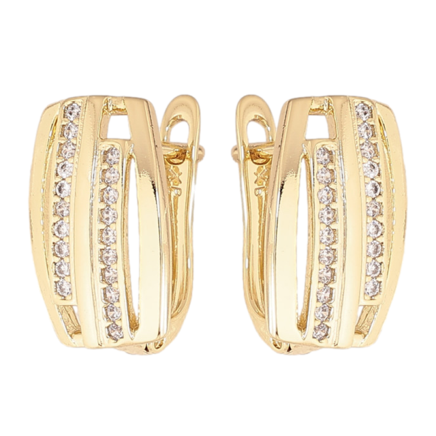 Серьги Xuping цвет Позолота 14K английский замок "Узор с кристаллами" фото №1 Серьги Xuping цвет Позолота 14K английский замок "Узор с кристаллами" фото №1