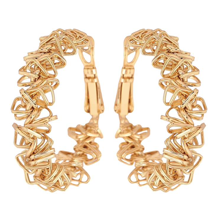 Серьги Xuping цвет Позолота 14K кольца (конго) "Декоративный узор" ø 3см фото №21