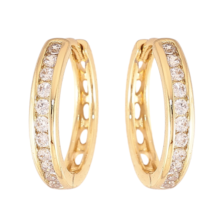 Серьги Xuping цвет Позолота 14K колечки "Дорожки кристаллов" фото №21