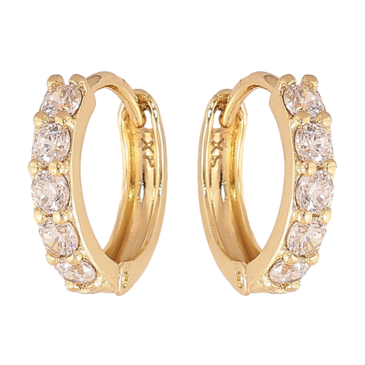 Серьги Xuping цвет Позолота 14K колечки "Дорожки кристаллов" фото №24