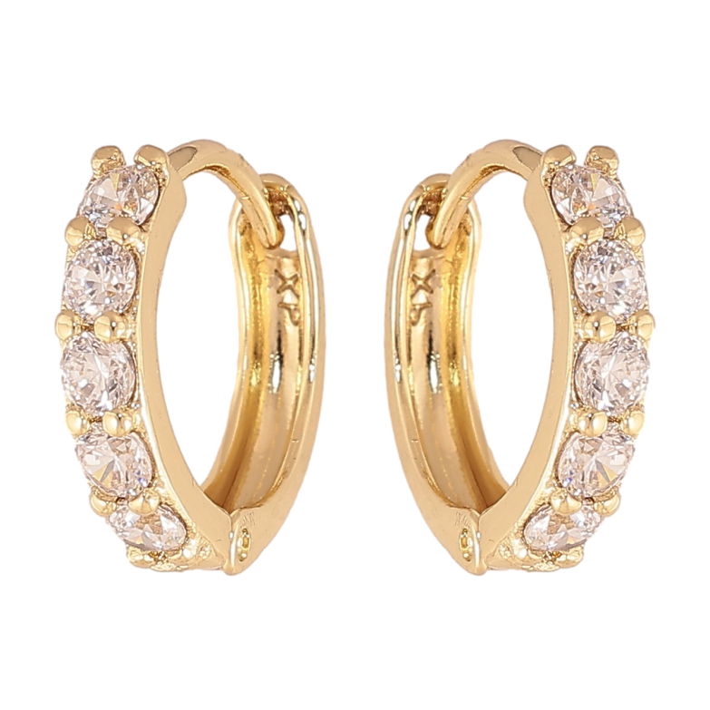 Сережки Xuping колір Позолота 14K колечка "Дорожки кристалів" фото №7