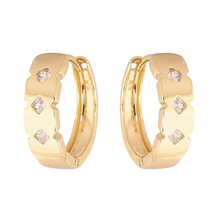 Сережки Xuping колір Позолота 14K колечка "Візерунок з кристалами" фото №10 Сережки Xuping колір Позолота 14K колечка "Візерунок з кристалами" фото №10