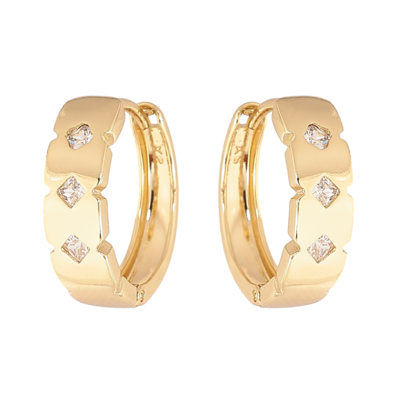 Сережки Xuping колір Позолота 14K колечка "Візерунок з кристалами" фото №2