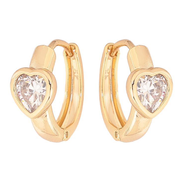 Серьги Xuping цвет Позолота 14K колечки "Кристальные сердечки" фото №1 Серьги Xuping цвет Позолота 14K колечки "Кристальные сердечки" фото №1