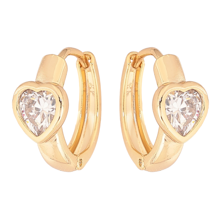 Серьги Xuping цвет Позолота 14K колечки "Кристальные сердечки" фото №1