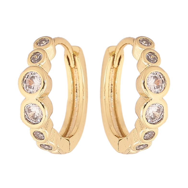 Сережки Xuping колір Позолота 14K колечка "Доріжки кристалів" фото №5 Сережки Xuping колір Позолота 14K колечка "Доріжки кристалів" фото №5