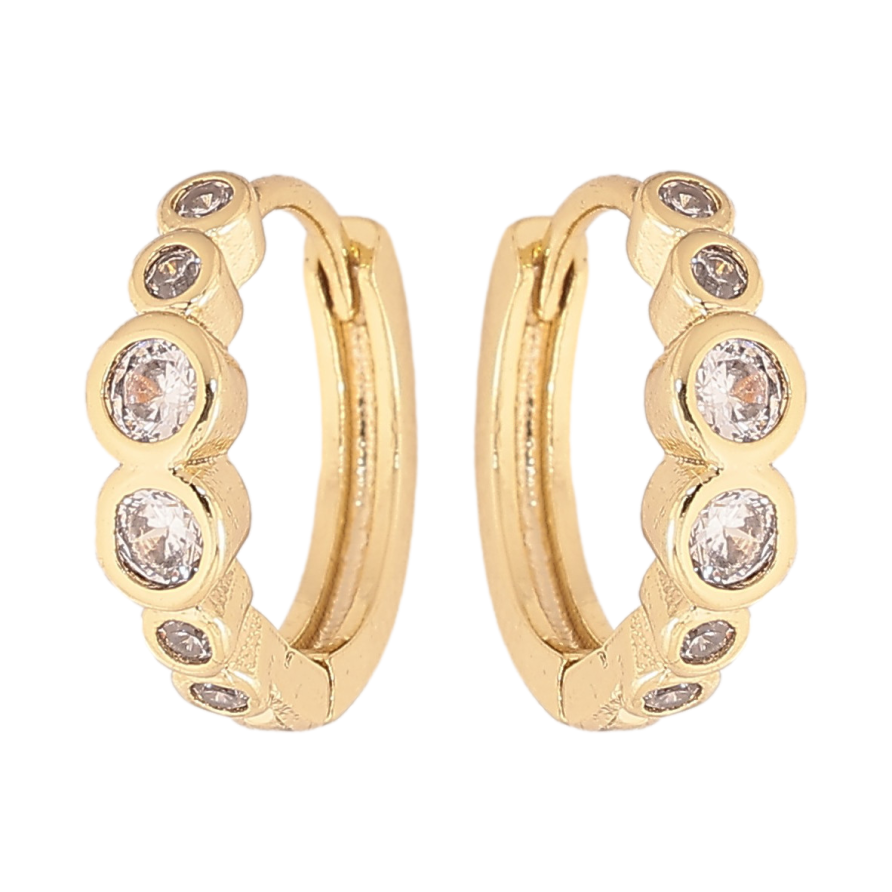 Сережки Xuping колір Позолота 14K колечка "Доріжки кристалів" фото №1 Сережки Xuping колір Позолота 14K колечка "Доріжки кристалів" фото №1