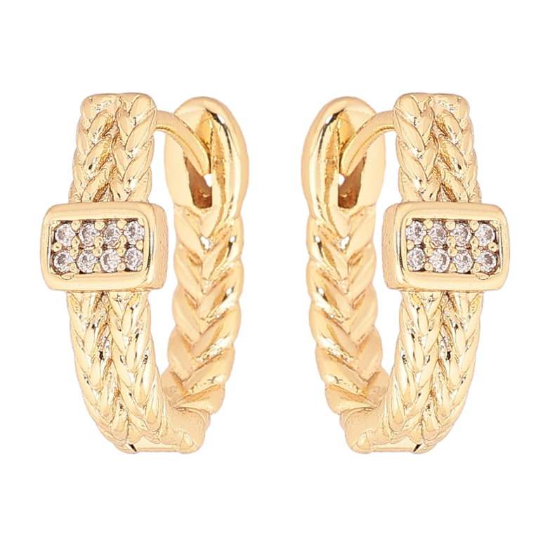 Сережки Xuping колір Позолота 14K колечка "Візерунок з кристалами" фото №3