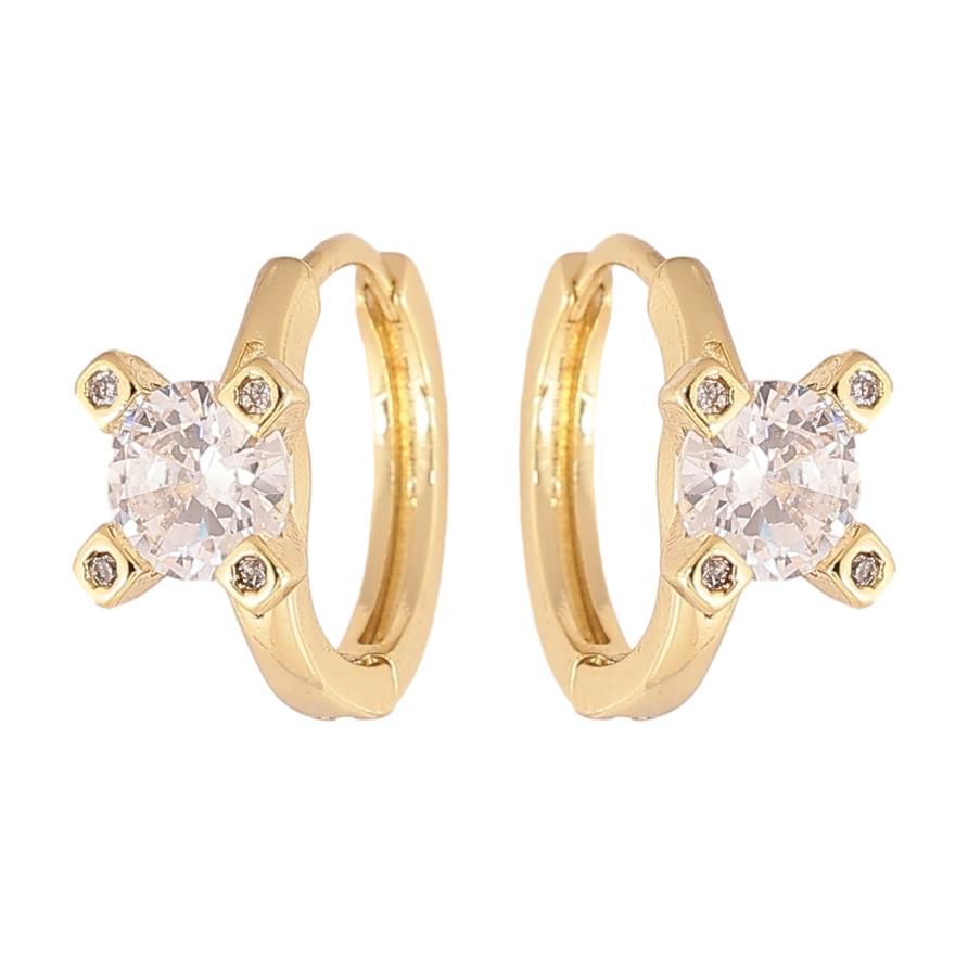 Сережки Xuping колір Позолота 14K колечка "Вставка кристал" фото №1 Сережки Xuping колір Позолота 14K колечка "Вставка кристал" фото №1