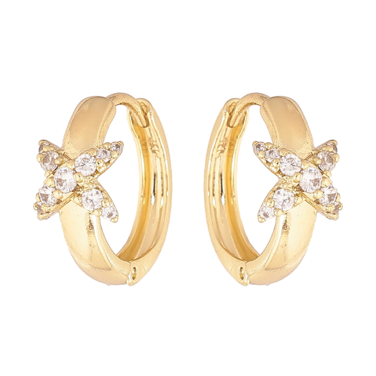 Сережки Xuping колір Позолота 14K колечка "Візерунок з кристалами" фото №4 Сережки Xuping колір Позолота 14K колечка "Візерунок з кристалами" фото №4