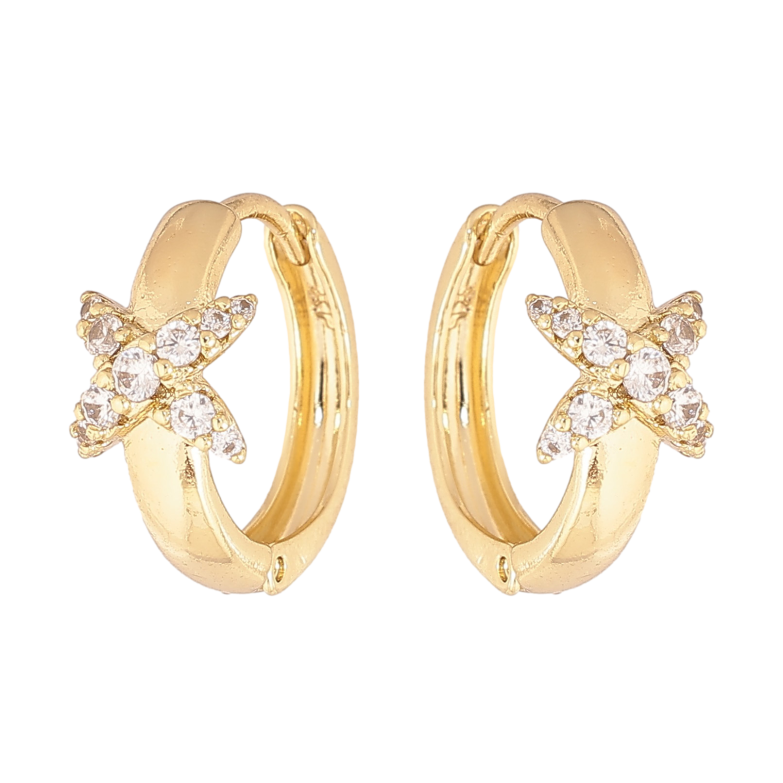 Сережки Xuping колір Позолота 14K колечка "Візерунок з кристалами" фото №12