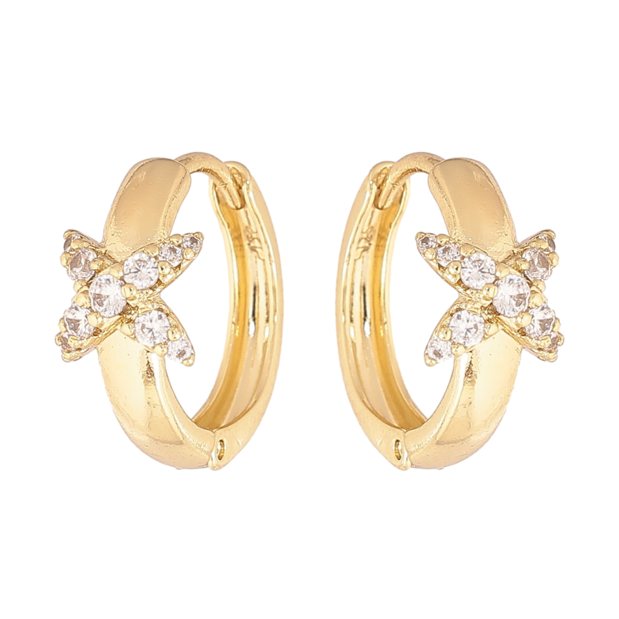 Сережки Xuping колір Позолота 14K колечка "Візерунок з кристалами" фото №1