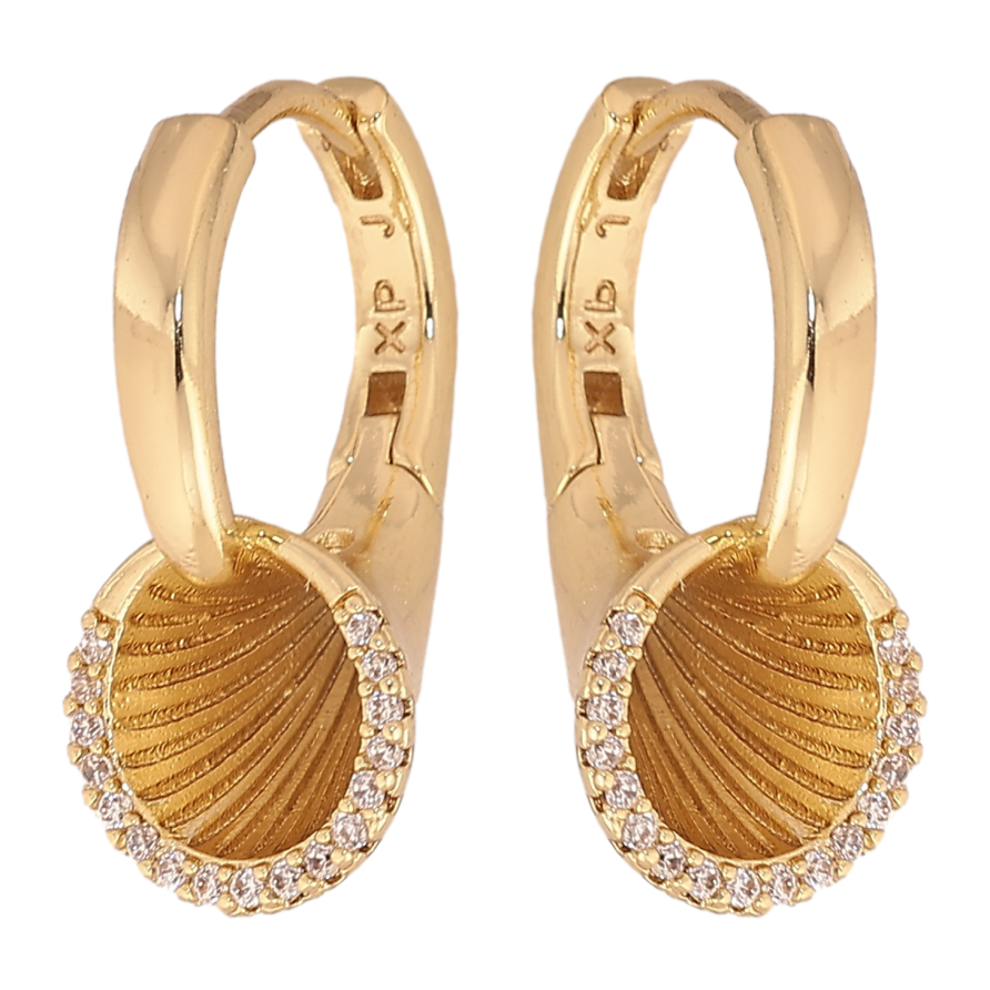 Сережки Xuping колір Позолота 14K колечка "Візерунок з кристалами" фото №1 Сережки Xuping колір Позолота 14K колечка "Візерунок з кристалами" фото №1