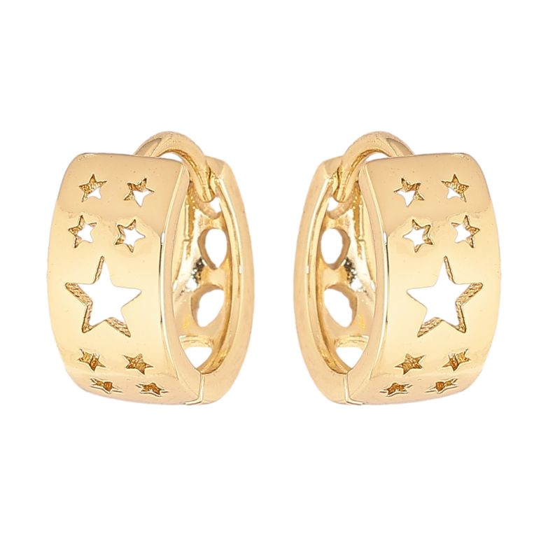 Серьги Xuping цвет Позолота 14K колечки "Узор звездочки" фото №4