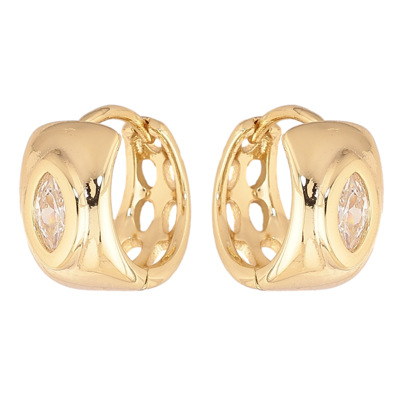 Сережки Xuping колір Позолота 14K колечка "Візерунок з кристалами" фото №4
