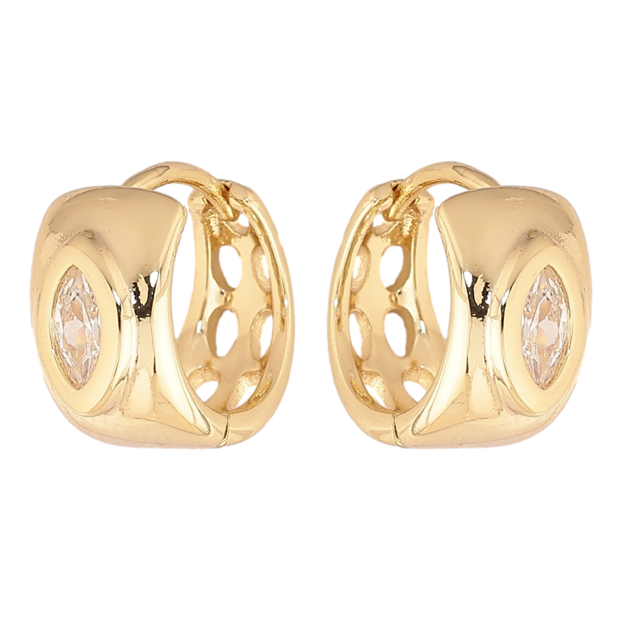 Сережки Xuping колір Позолота 14K колечка "Візерунок з кристалами" фото №1