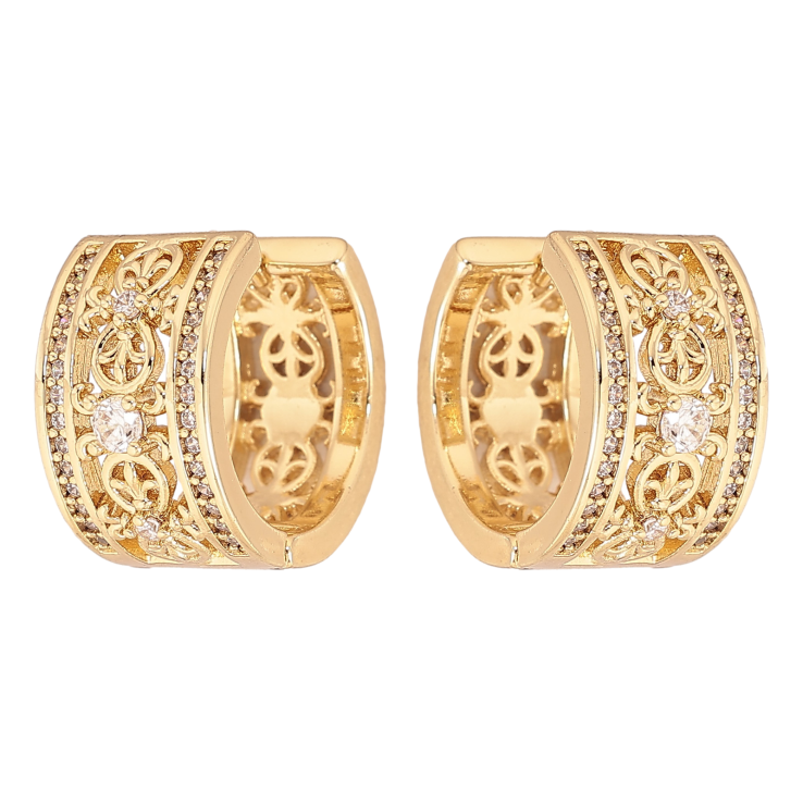 Сережки Xuping колір Позолота 14K колечка "Візерунок з кристалами" фото №13 Сережки Xuping колір Позолота 14K колечка "Візерунок з кристалами" фото №13