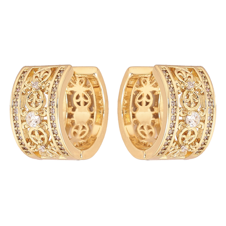 Серьги Xuping цвет Позолота 14K колечки "Узор с кристаллами" фото №4 Серьги Xuping цвет Позолота 14K колечки "Узор с кристаллами" фото №4