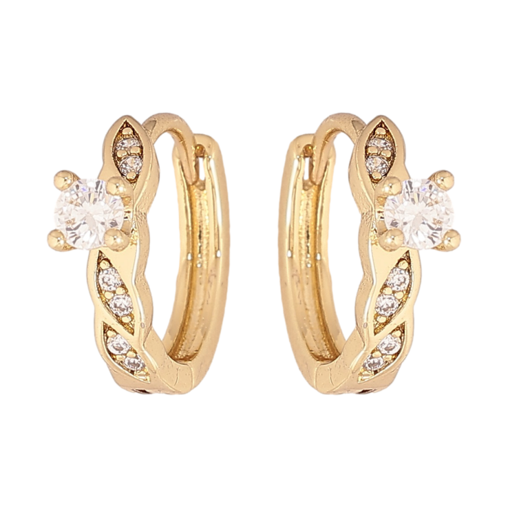 Сережки Xuping колір Позолота 14K колечка "Візерунок з кристалами" фото №10 Сережки Xuping колір Позолота 14K колечка "Візерунок з кристалами" фото №10