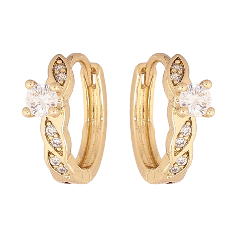 Серьги Xuping цвет Позолота 14K колечки "Узор с кристаллами" фото №16