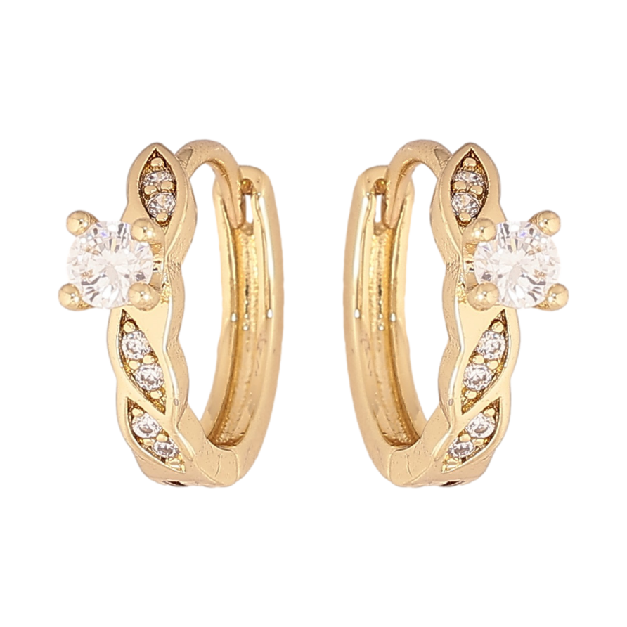 Сережки Xuping колір Позолота 14K колечка "Візерунок з кристалами" фото №1