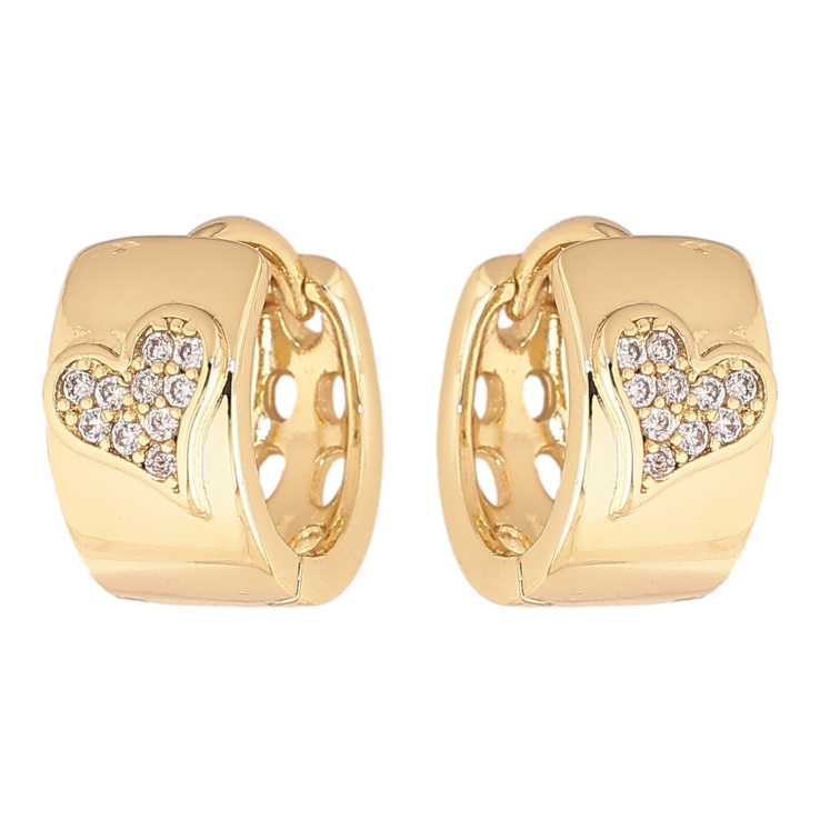 Сережки Xuping колір Позолота 14K колечка "Візерунок сердечка з кристалами" фото №7 Сережки Xuping колір Позолота 14K колечка "Візерунок сердечка з кристалами" фото №7
